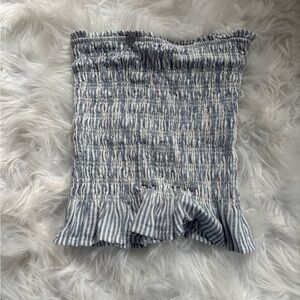 Striped Blue and White Women's Tube Top